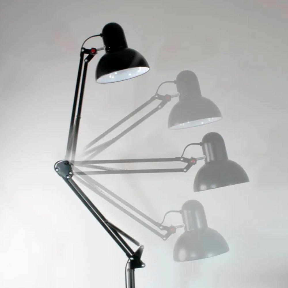 Luminaria Abajur Chao E27 Metal Articulada Iluminaçao Sofa Mesa Sala Trabalho Estudos Leitura Decoraçao - 5
