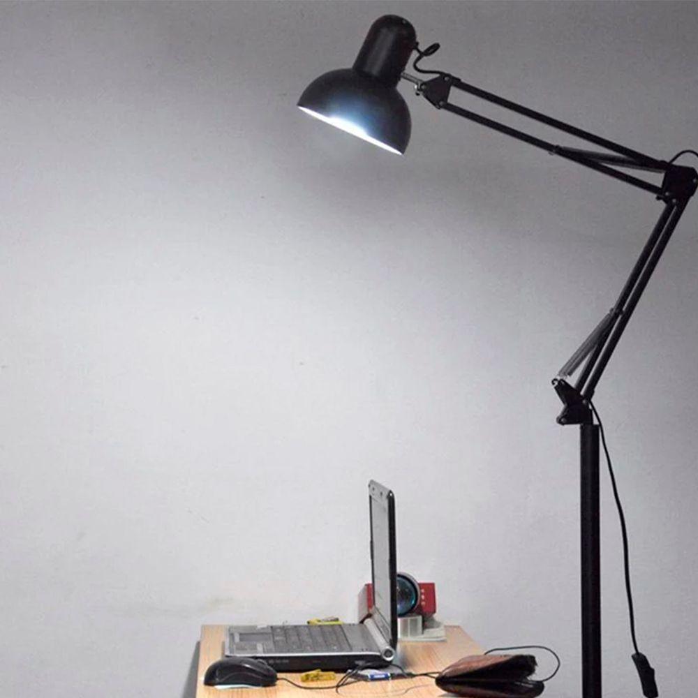 Luminaria Abajur Chao E27 Metal Articulada Iluminaçao Sofa Mesa Sala Trabalho Estudos Leitura Decoraçao - 10