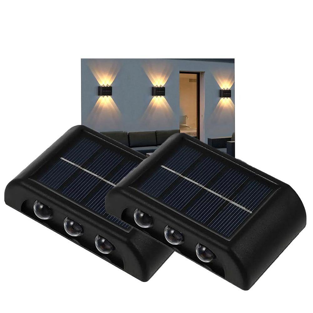 Luminaria Solar Led Spot Arandela 2 Uni Caminho Parede Balizador Iluminaçao Jardim Quintal Varanda Segurança Decoraçao - 1