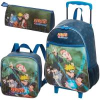 Kit Mochila Rodinhas Lancheira Estojo Infantil Escolar Menino Naruto Time 7 Pacifc - 1