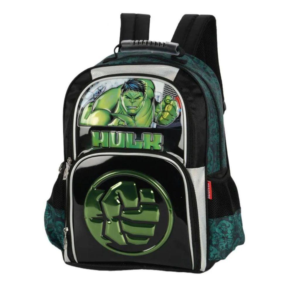Mochila Costas Vingadores Hulk Verde Herói Menino Escolar Infantil Luxcel - 2