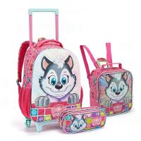 Kit Mochila Rodinhas Dog Heroes Escolar Cachorros Heróis Infantil Menina Seanite - 1