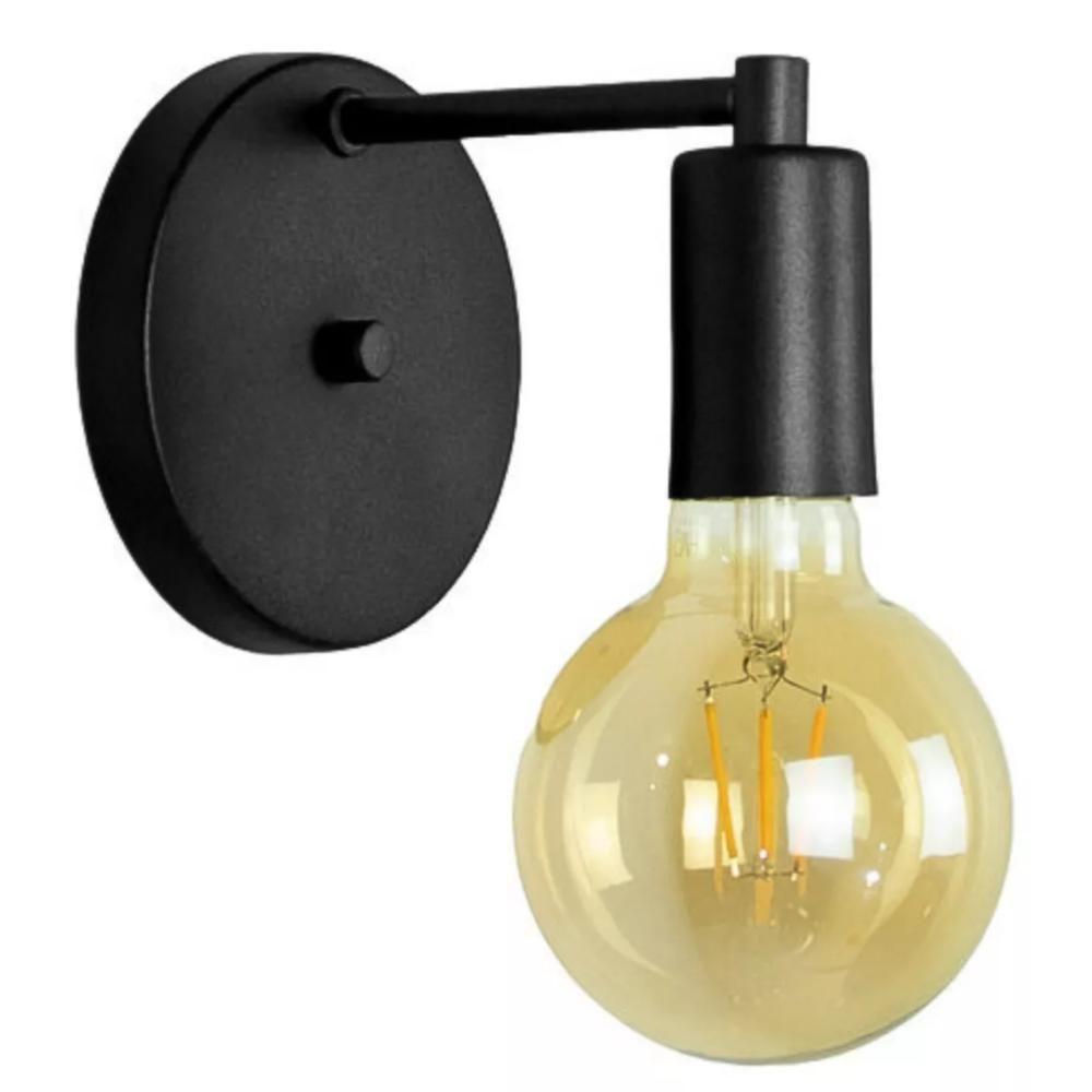 Luminária Arandela Parede Cama Mesa Quarto Moderna Alumínio Preto - 1