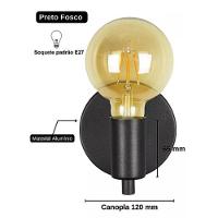 Luminária Arandela Parede Cama Mesa Quarto Moderna Alumínio Preto - 2