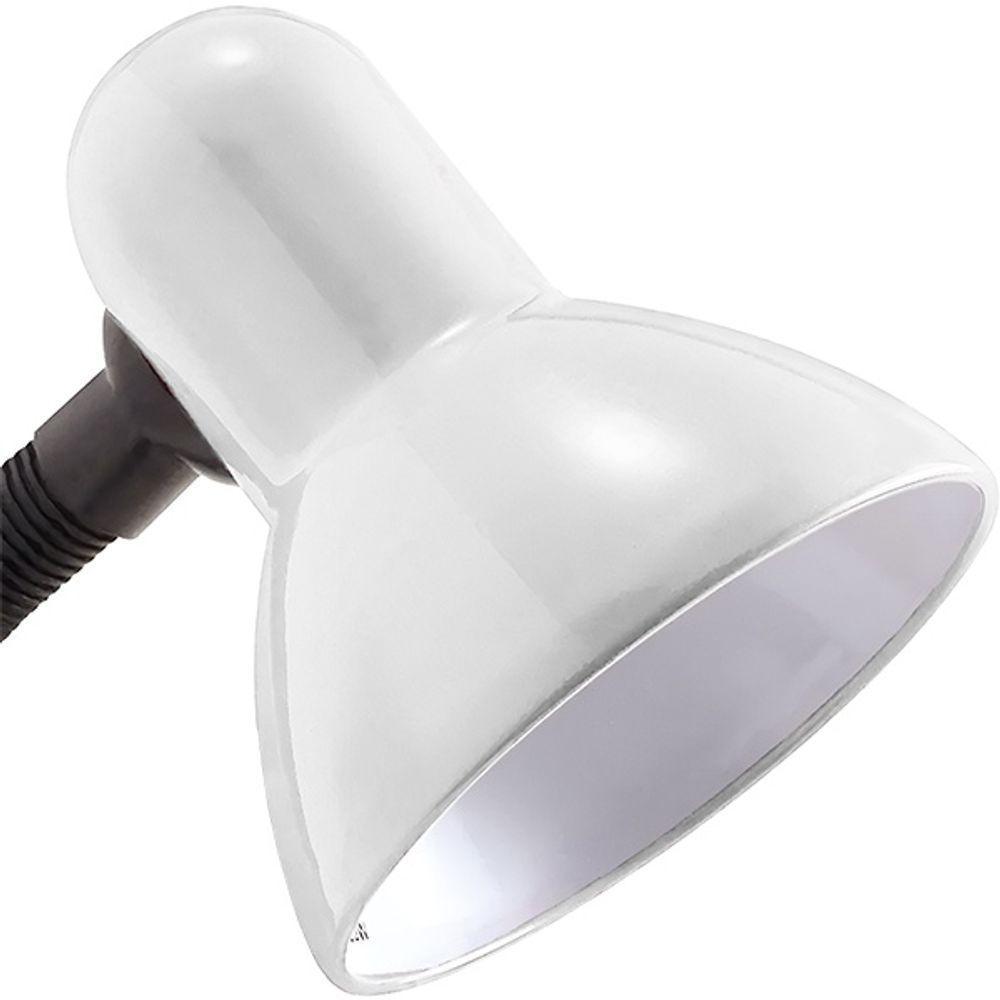 Luminária De Mesa Articulada Branca Com Garra Presilha Entrada E27 Bivolt Para Leitura - 3