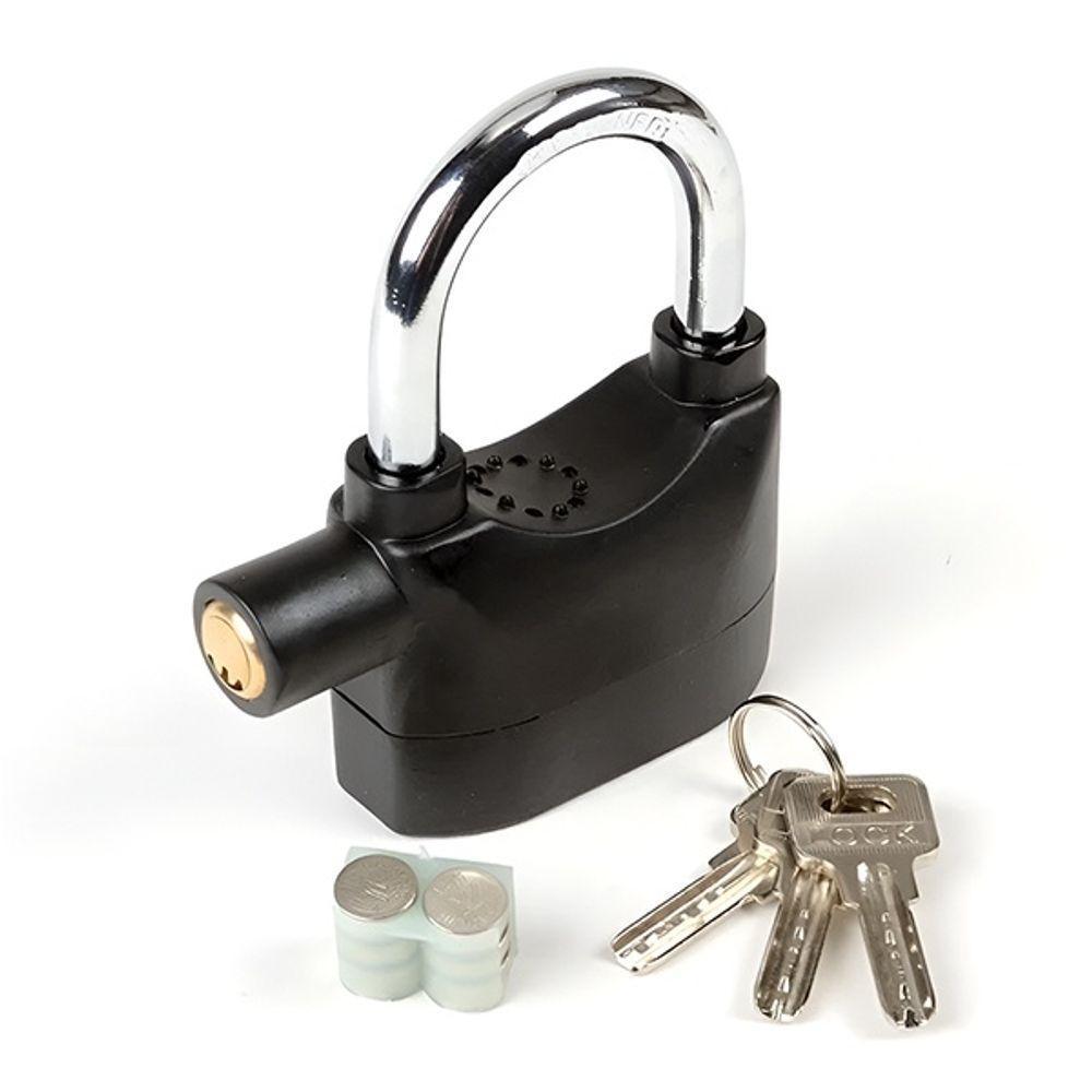 Cadeado Antifurto Com Alarme Sonoro 110db Para Portões Casa Bicicleta E Veículos - 1