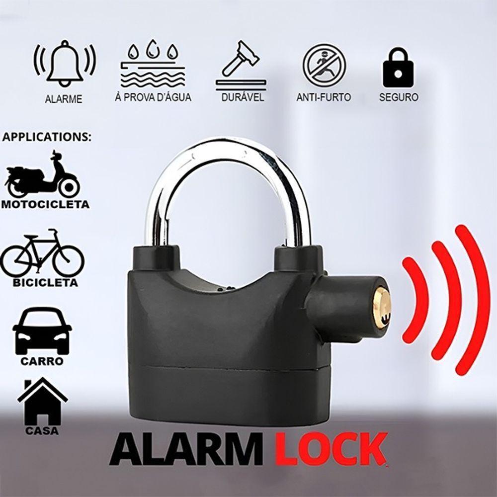 Cadeado Antifurto Com Alarme Sonoro 110db Para Portões Casa Bicicleta E Veículos - 2
