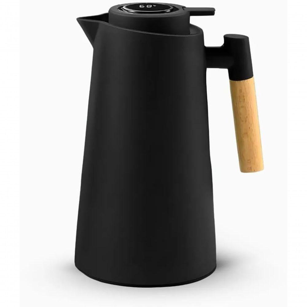 Garrafa Térmica Quente E Frio Café Com Termômetro Digital 1 Litro Cabo De Madeira - 1