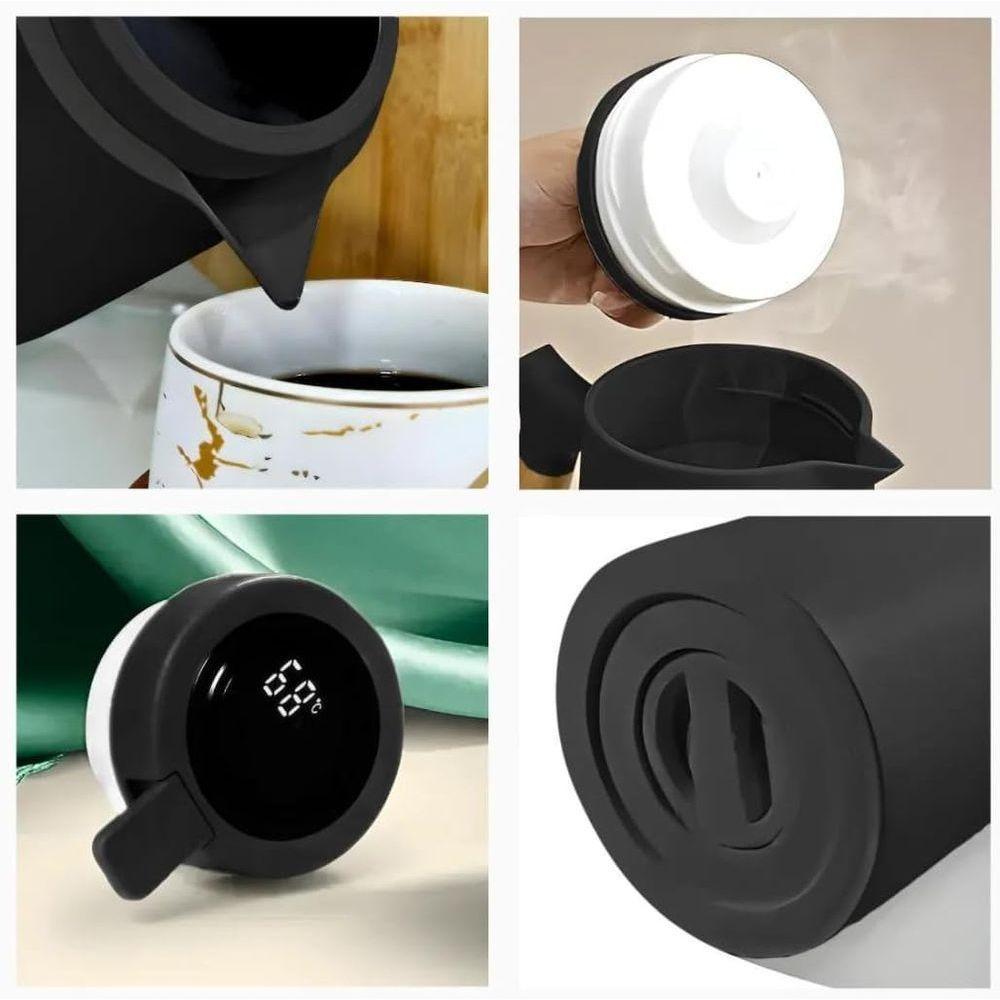 Garrafa Térmica Quente E Frio Café Com Termômetro Digital 1 Litro Cabo De Madeira - 3