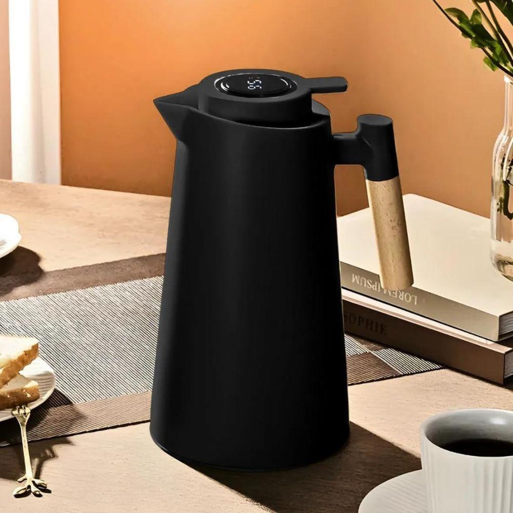 Garrafa Térmica Quente E Frio Café Com Termômetro Digital 1 Litro Cabo De Madeira - 5