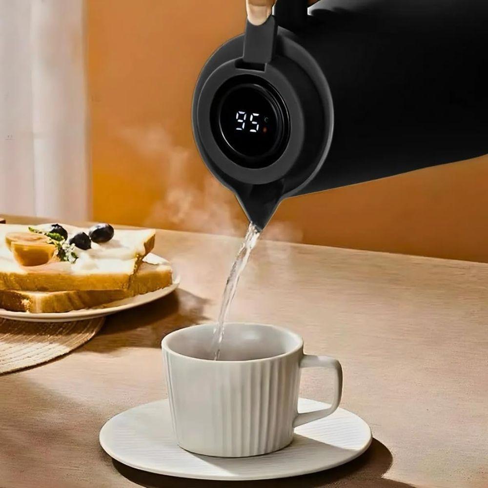 Garrafa Térmica Quente E Frio Café Com Termômetro Digital 1 Litro Cabo De Madeira - 7