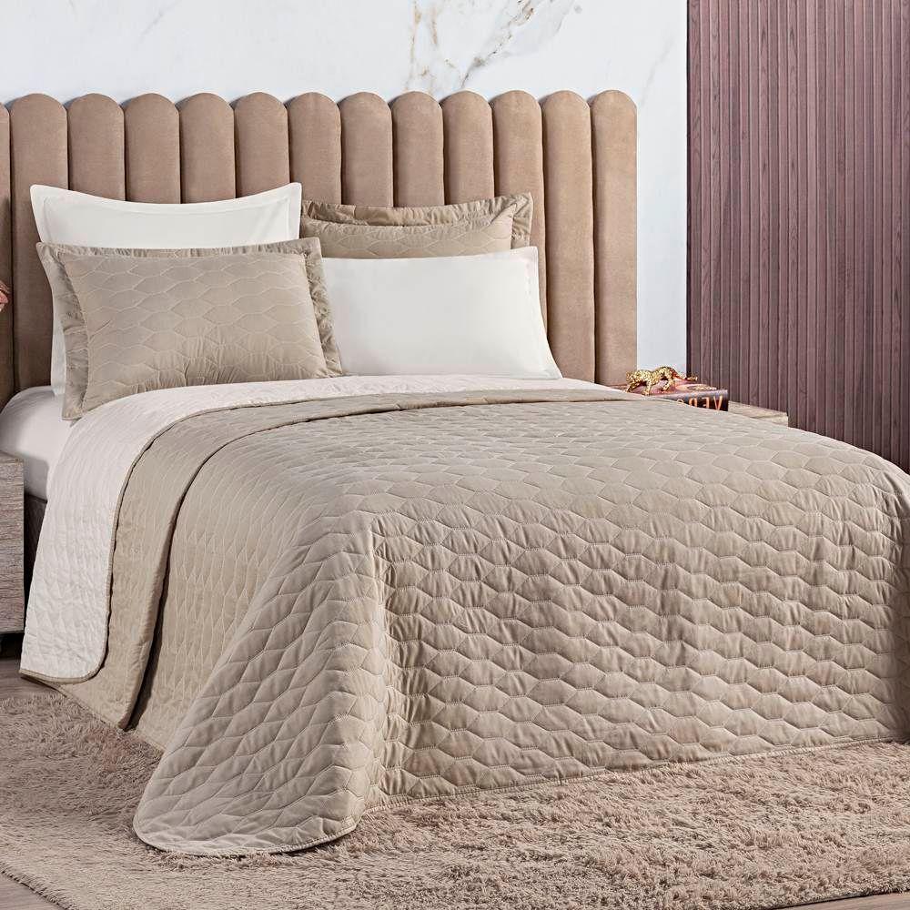 Cobre Leito Queen Dallas Micropercal 200 Fios Dupla Face 3 Peças - Bege - 1