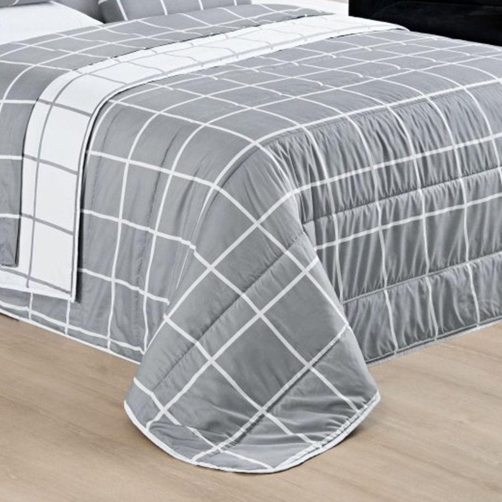 Cobre Leito Queen Dustin Micropercal 200 Fios Dupla Face 3 Peças - Cinza - 2