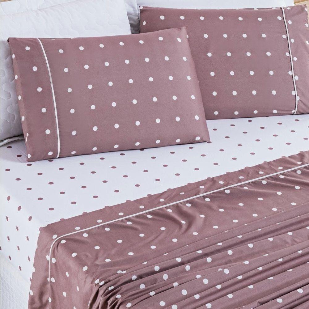 Jogo De Lençol Queen Petit Poa 200 Fios 4 Peças - Rose - 2
