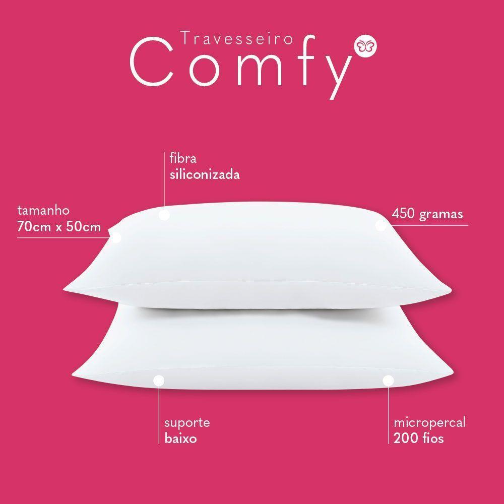 Kit Travesseiros Comfy Suporte Baixo Fibra Siliconizada 450 Gramas 70cm X 50cm - 2 Unidades - 2