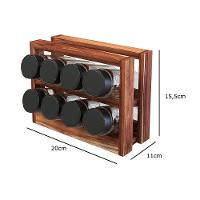 Porta Temperos Em Madeira Teca Com 8 Vidros - Stolf - 2