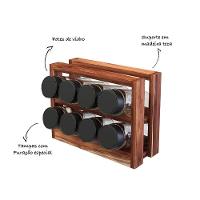 Porta Temperos Em Madeira Teca Com 8 Vidros - Stolf - 3