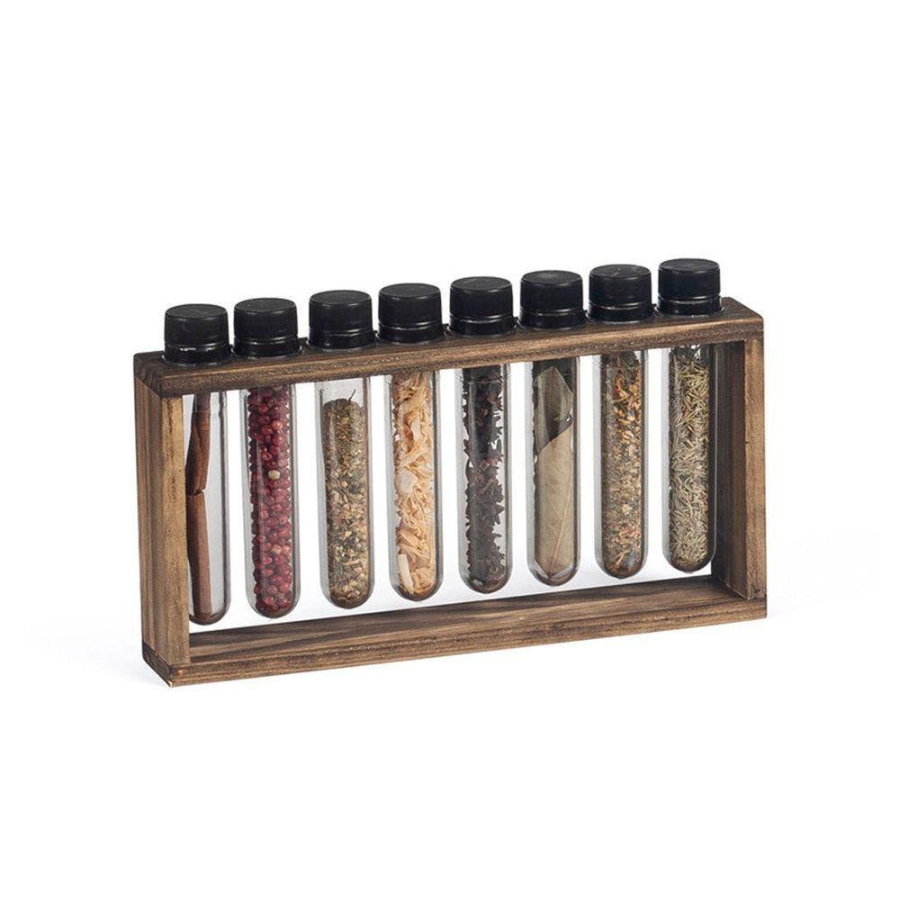 Porta Tempero De Madeira Pinus Horizontal Com 8 Tubos - Stolf - 1
