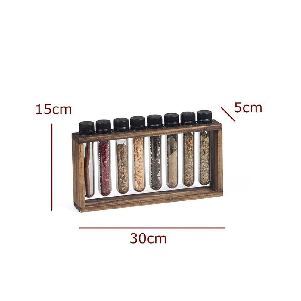 Porta Tempero De Madeira Pinus Horizontal Com 8 Tubos - Stolf - 2