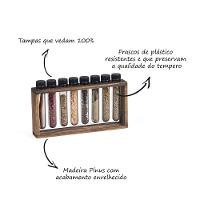 Porta Tempero De Madeira Pinus Horizontal Com 8 Tubos - Stolf - 3
