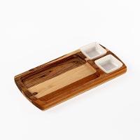 Petisqueira Madeira Teca Com 2 Molheiras - Stolf - 1