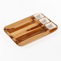 Petisqueira Retangular Em Madeira Com 3 Potes - Stolf - 1