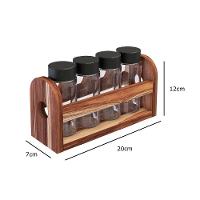 Porta Temperos Em Madeira Teca Com 4 Vidros - Stolf - 2