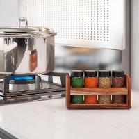 Porta Temperos Em Madeira Teca Com 4 Vidros - Stolf - 4