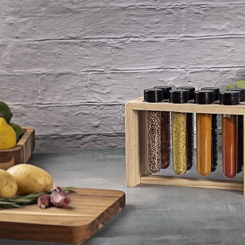 Porta Tempero 8 Tubos Madeira Pinus - Stolf - 2