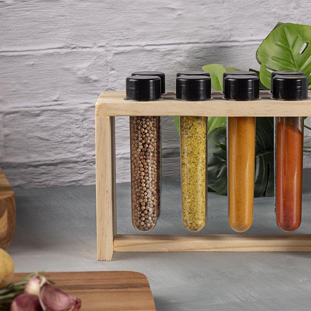 Porta Tempero 8 Tubos Madeira Pinus - Stolf - 3