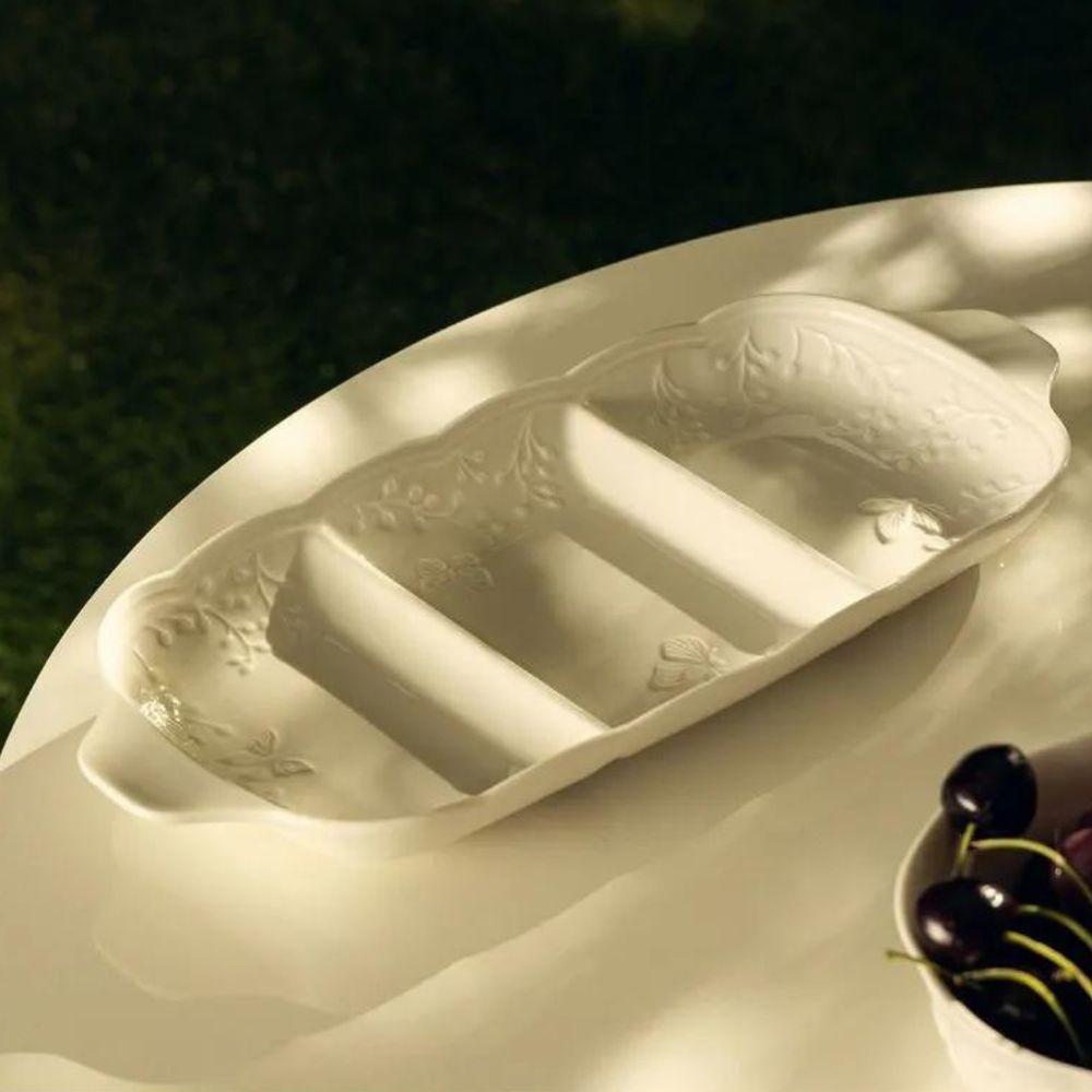 Petisqueira Com 3 Divisórias Em Porcelana Butterfly Flower 34x14,5cm Lyor - 2