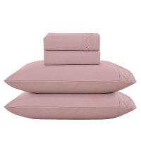 Jogo De Lençol Queen Bordado 300 Fios Romance 4 Peças Cor Malva - 1