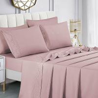 Jogo De Lençol Queen Bordado 300 Fios Romance 4 Peças Cor Malva - 2