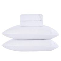 Jogo De Lençol Queen Bordado 300 Fios Romance 4 Peças Cor Brancoo - 1