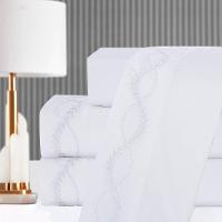 Jogo De Lençol Queen Bordado 300 Fios Romance 4 Peças Cor Brancoo - 4