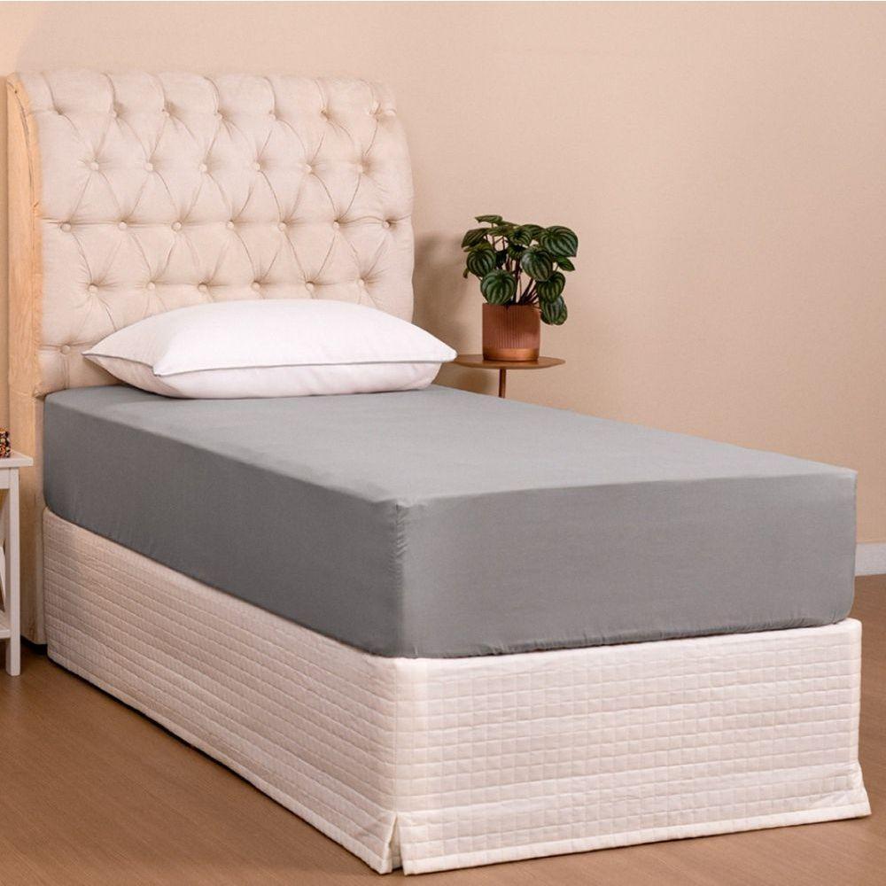 Jogo De Lençol Solteiro Linea Percal 200 Fios 2 Peças - Cinza - 2