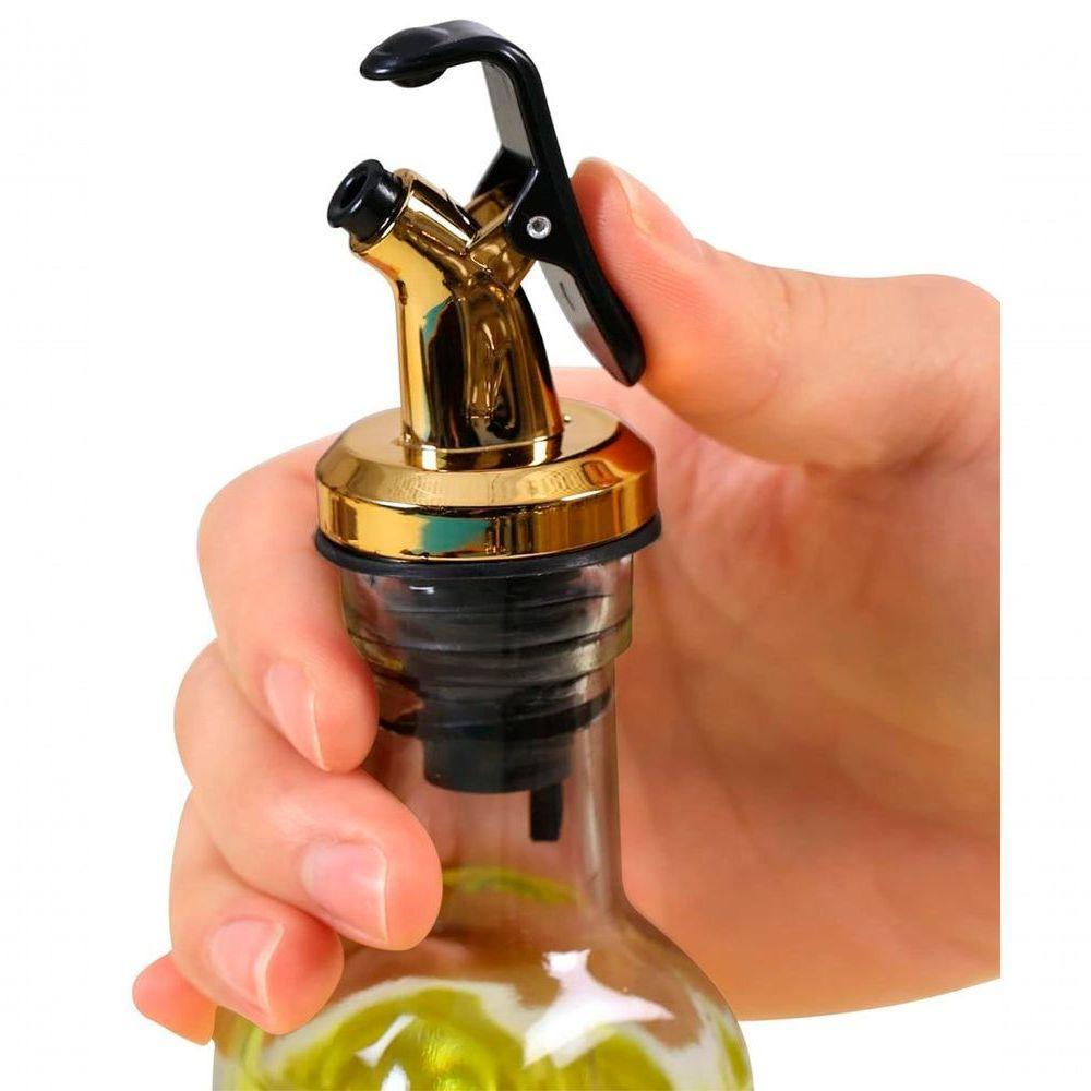 Porta Temperos Galheteiro Condimentos Dourado Suporte 4pçs - 3