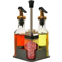 Porta Temperos Galheteiro Condimentos Dourado Suporte 4pçs - 1