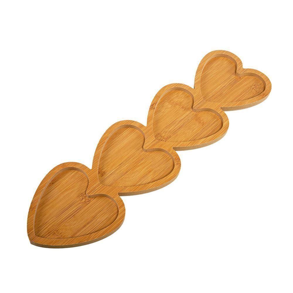Petisqueira De Coração Mdf Com 4 Divisorias 14x49x1,3cm - 4