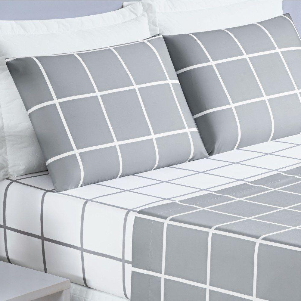 Jogo De Lençol King Micropercal 200 Fios Dustin 4 Peças - Cinza - 2