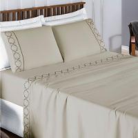 Jogo De Lençol King 300 Fios Bordado Infinity 4 Peças - Cáqui - 1