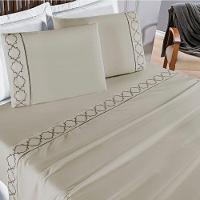 Jogo De Lençol King 300 Fios Bordado Infinity 4 Peças - Cáqui - 2