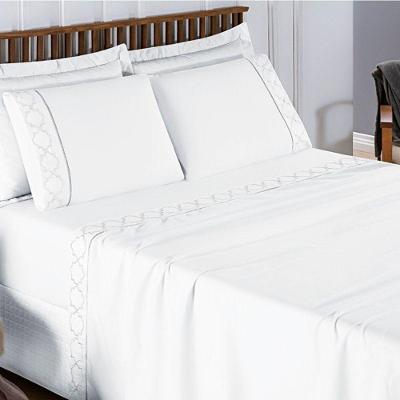 Jogo De Lençol Queen 300 Fios Bordado Infinity 4 Peças - Branco