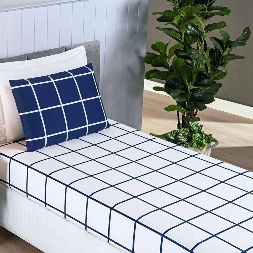 Jogo De Lençol Solteiro Micropercal 200 Fios Dustin 2 Peças - Marinho - 1