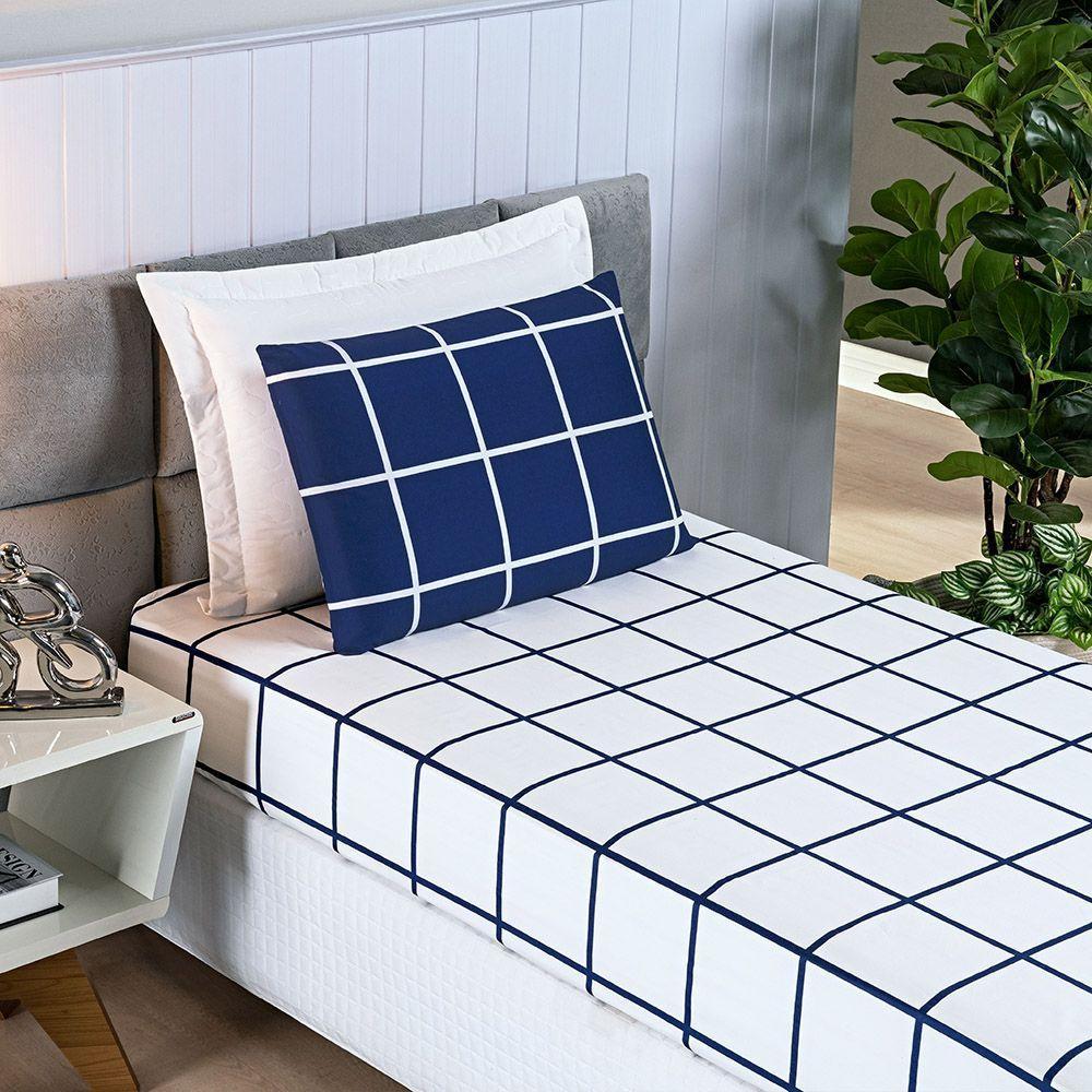 Jogo De Lençol Solteiro Micropercal 200 Fios Dustin 2 Peças - Marinho - 2