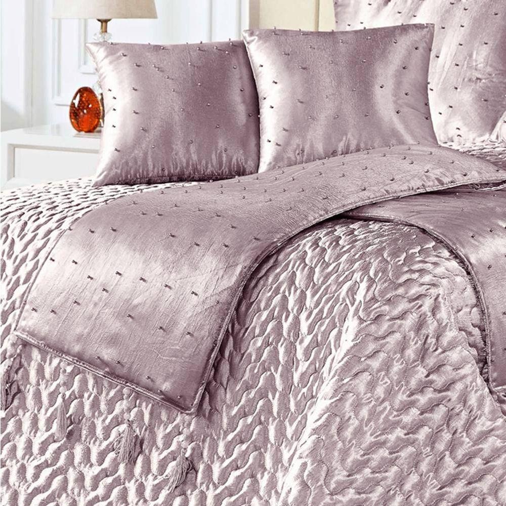 Kit Cobre Leito Queen Perola Com Almofadas E Xale 10 Peças - Rose - 2