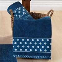 Jogo De Banho Petit Poa Algodão 5 Peças - Marinho - 2