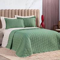 Cobre Leito King Dallas Micropercal 200 Fios Dupla Face 3 Peças - Verde - 1