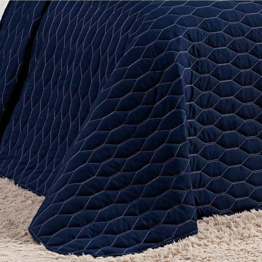 Cobre Leito Queen Dallas Micropercal 200 Fios Dupla Face 3 Peças - Azul Marinho - 2