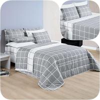 Kit Cobre Leito Solteiro Dustin 200 Fios Com Jogo De Lençol - 5 Peças Cinza - 1